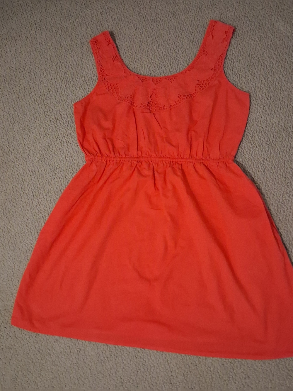OP Coral Sleeveless Mini Dress with Lace Yoke